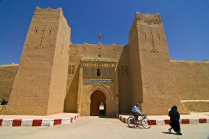 Bike Prints: Walled city of Rissani in the desert of Morocco, North Africa, Africa