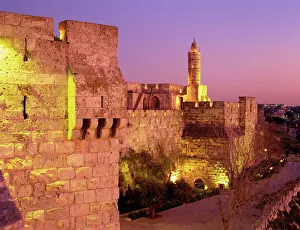 Old City Prints: Walls and the Citadel of David in the Old City of Jerusalem, Israel, Middle East