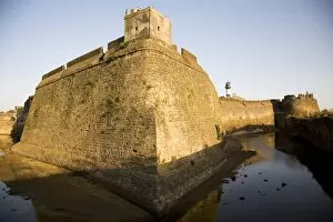 The walls and moat of the Fortress in the former Portuguese colony of Diu