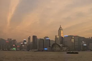 Wanchai District across Victoria Harbour, Hong Kong Island, Hong Kong, China, Asia