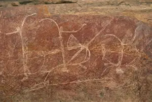 Rock Art Prints: Warrior frieze at the Aboriginal rock art site at Ubirr Rock, Kakadu National Park