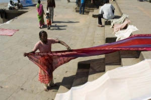 Laundry Prints: Washing at the ghats on the Narmada River at the Ahilya
