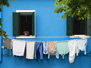 Shutters Prints: Washing on the line, Burano, Venice, Veneto, Italy, Europe