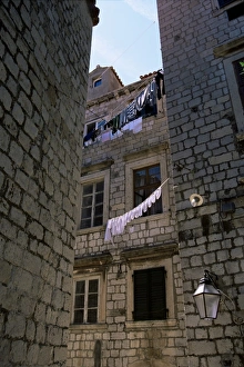 Washing Line Prints: Washing lines, old town, Dubrovnik, Croatia, Europe