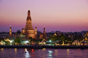 Wat Arun Prints: Wat Arun (Temple of the Dawn) and the Chao Phraya River by night