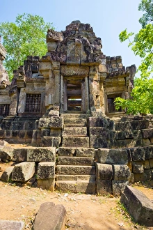 Traditionally Cambodian Prints: Wat Ek Phnom Temple ruins, Battambang Province, Cambodia, Indochina, Southeast Asia, Asia