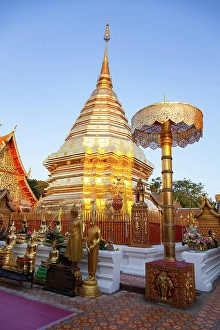Stupa Prints: Wat Phra That Doi Suthep Buddhist temple in Chiang Mai, Thailand