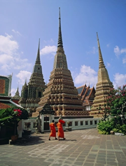 Facing Away Prints: Wat Po and monks