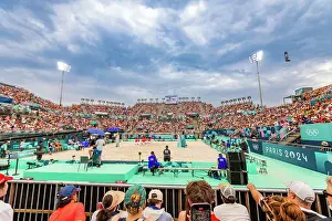 Stadium Prints: Watching Olympics Beach Volleyball at the Paris 2024 Olympics Eiffel Tower