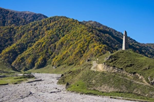 Watchtower Prints: Watchtower in the Chechen Mountains, Chechnya, Caucasus, Russia, Europe