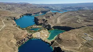 Tones Prints: Water bodies and rugged terrain in Band-e-Amir National Park showcase unique geography in Afghanistan near Bamiyan