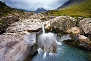 Cascades Prints: Water cascading over rocks, Fairy Pools, Glenbrittle, Isle of Skye, Highland