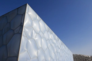 Images Dated 23rd January 2008: The Water Cube National Aquatics Center swimming arena and National Stadium in the Olympic Park