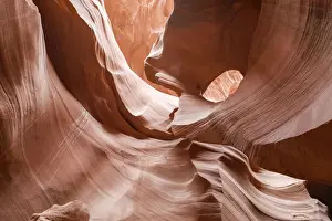 Water eroded Navajo Sandstone forms a slot canyon in Upper Antelope Canyon, Navajo Land