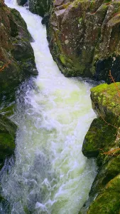Photosynthesis Prints: Water flows through rocky channels in a waterfall in Lakeland in Cumbria