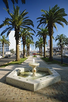 Casa Blanca Prints: Water fountain and palm trees on the promenade on Boulevard