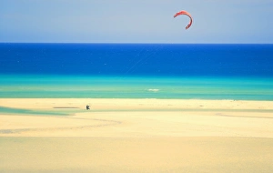 Canaries Prints: Water gliding, Sotovento beach, Jandia Peninsula, Fuerteventura, Canary Islands