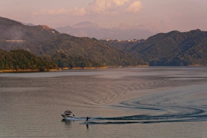 Rieti Prints: Water-skiing, Lake Salto, Rieti, Lazio, Italy, Europe