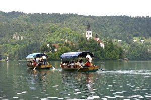 Images Dated 9th July 2007: Water taxis, Lake Bled, Slovenia, Europe