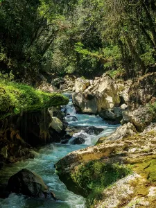 Crystal Prints: Water waterfall view at Cahabon River in Semuc Champey Natural Monument