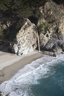 Images Dated 16th April 2009: Waterfall and beach at Julia Pfeiffer Burns State Park, near Big Sur, California