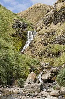 Waterfall, Fortuna Bay, South Georgia, South Atlantic