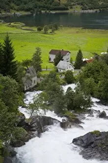 Waterfall in Geiranger Valley, Geirangerfjord, Northern Fjord Region, Norway
