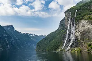 Waterfalls Prints: Waterfall in Geirangerfjord, UNESCO World Heritage Site, Sunnmore, Norway, Scandinavia
