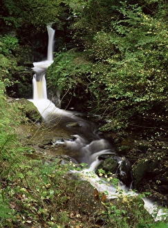 Generic Location Prints: Waterfall on Hoaroak Water, Watersmeet, Lynmouth, Devon, England, United Kingdom, Europe