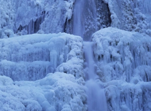 Franche Comte Prints: Waterfall iced over in winter in Franche-Comte, France, Europe