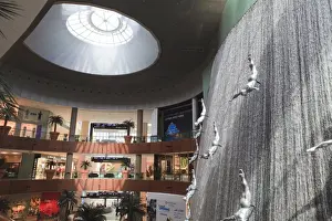 Shopping Mall Prints: The Waterfall inside the Dubai Mall, the worlds largest shopping mall