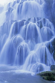 White Water Prints: Waterfall, Les Messieurs, Jura-Baume, Franche-Comte, France, Europe