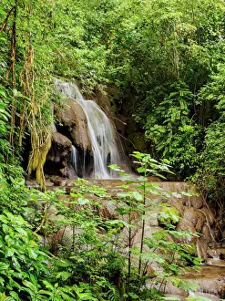 Chiapas Prints: Waterfall at Moteipa Trail, Palenque Archaeological Site, Palenque, Chiapas State, Mexico