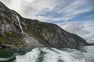 Eco Tourism Prints: Waterfall near the Eqi glacier, Ilulissat, Western Greenland, Denmark, Polar Regions