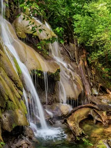 Chiapas Prints: Waterfall at the Palenque Archaeological Site, Palenque, Chiapas State, Mexico