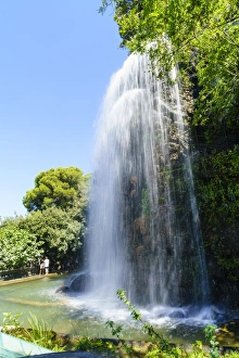 Alpes Maritimes Prints: Waterfall, Parc de la Colline de Chateau, Nice, Alpes Maritimes, Cote d Azur, Provence