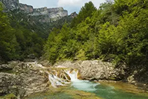 Aragon Prints: Waterfall on Rio Bellos river in the limestone Anisclo Canyon, Ordesa National Park