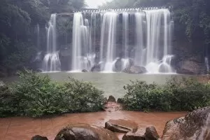 A waterfall in the Sidonggou Nature Reserve near Chushui, Guizhou Province, China, Asia