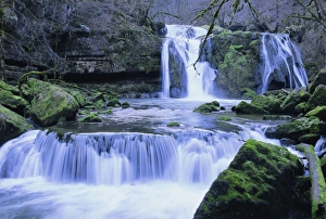 White Water Prints: Waterfall, Source de la Loue, Doubs, Franche-Comte, France, Europe