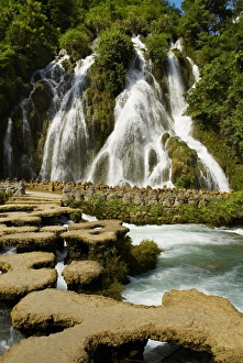 Images Dated 21st June 2007: Waterfall in Xiaoqikong rain forest, Guizhou Province, China, Asia