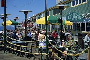 Seattle Prints: Waterfront cafe, Seattle, Washington state, Uninted States of America, North America