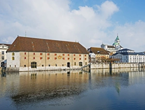 Warehouse Prints: Waterfront and Cathedral, Solothurn, Switzerland, Europe