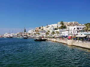Seacoast Prints: Waterfront of Chora, Naxos City, Naxos Island, Cyclades, Greek Islands, Greece, Europe