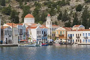 Parasol Prints: Waterfront houses and church, Kastellorizo (Kastelorizo)