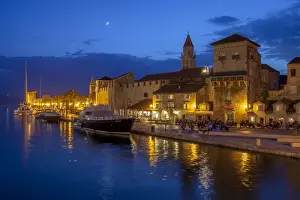 Trogir Prints: Waterfront lit up at dusk, Trogir