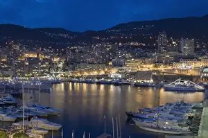 Waterfront at night, Monte Carlo, Principality of Monaco, Cote d Azur