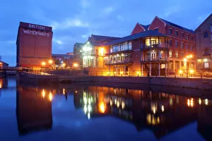 Text Prints: Waterfront at night, Nottingham, Nottinghamshire, England, United Kingdom, Europe