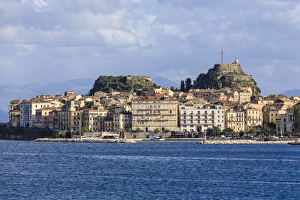 Forts Prints: Waterfront, Old Fortress and Old Town from the sea, Corfu Town, UNESCO World Heritage Site