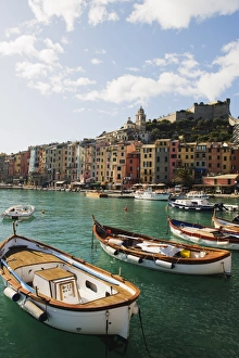 Images Dated 6th November 2009: Waterfront pastel coloured houses, harbour at Porto Venere, Cinque Terre