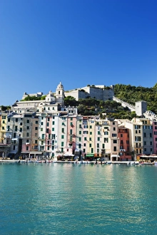 Pastel Prints: Waterfront pastel coloured houses, Porto Venere, Cinque Terre, UNESCO World Heritage Site